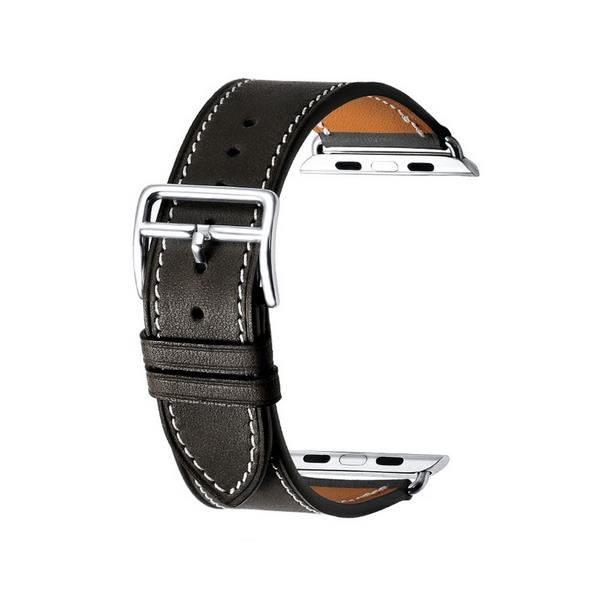 42mm Bracelet de montre en cuir marron noir pour Apple Watch