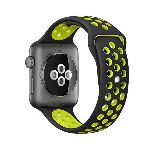 Per Watch Series di Apple 1 \u0026 Serie 2 \u0026 Nike + Sport alla moda classica del  silicone di sport cinturino (Nero + Giallo) - WATCHBANDSMALL