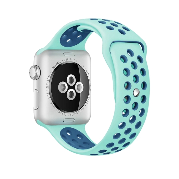 For Apple Watch Series 1 \u0026 Series 2 \u0026 Nike+ Sport Fashionable Classical  Silicone Sport Watchband (Green + Blue) - WATCHBANDSMALL
