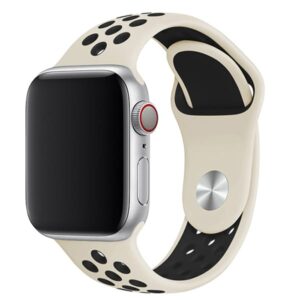 Apple Watch Sport Band Perforated Silicone Strap (40mm/44mm, Antique White/Black)