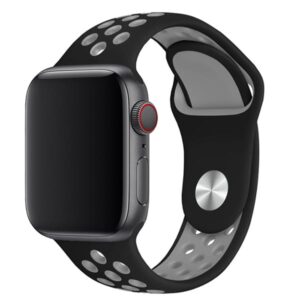 Apple Watch Sport Band Perforated Silicone Strap (40mm/44mm, Black/Cool Gray)
