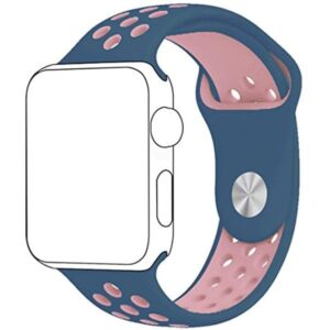 Apple Watch Sport Band Perforated Silicone Strap (40mm/44mm, Blue/Pink)