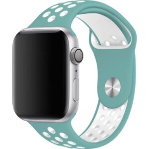 Apple Watch Sport Band Perforated Silicone Strap (40mm/44mm, Mint/White)