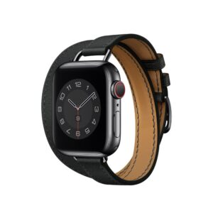 Apple Watch Strap 41mm Noir Attelage Double Tour Leather Band 45mm