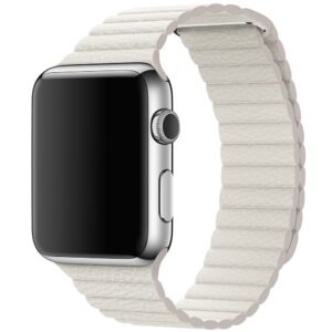 Apple Watch Strap 41mm White Leather Loop Band 45mm