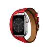 Pulseira Apple Watch 41mm Coração Vermelho Attelage Pulseira de Couro Dupla 45mm