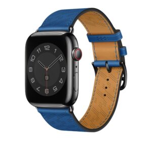 Apple Watch 스트랩 41mm 블루 드 프랑스 H 대각선 싱글 투어 가죽 밴드 45mm