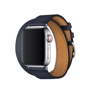 Apple Watch Strap 41mm Bleu Indigo Double Tour Leather Band 45mm