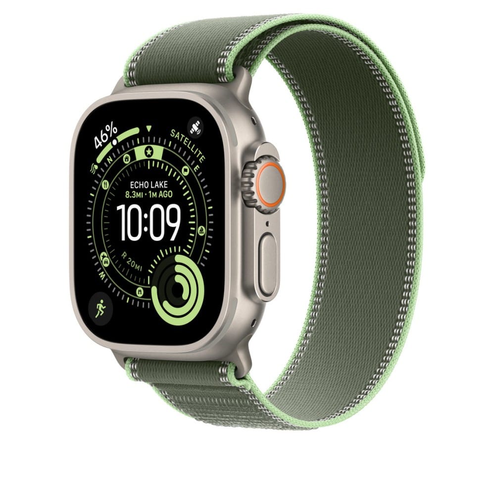 49mm Correa Loop Trail verde/neón - Acabado de titanio natural - Correa de repuesto Apple Watch Trail Loop 42 mm